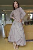 Paloma Bubble Hem Midi Skirt Mocha